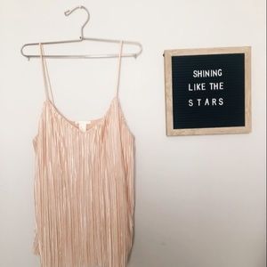 Shimmery pink strap dressy tank top